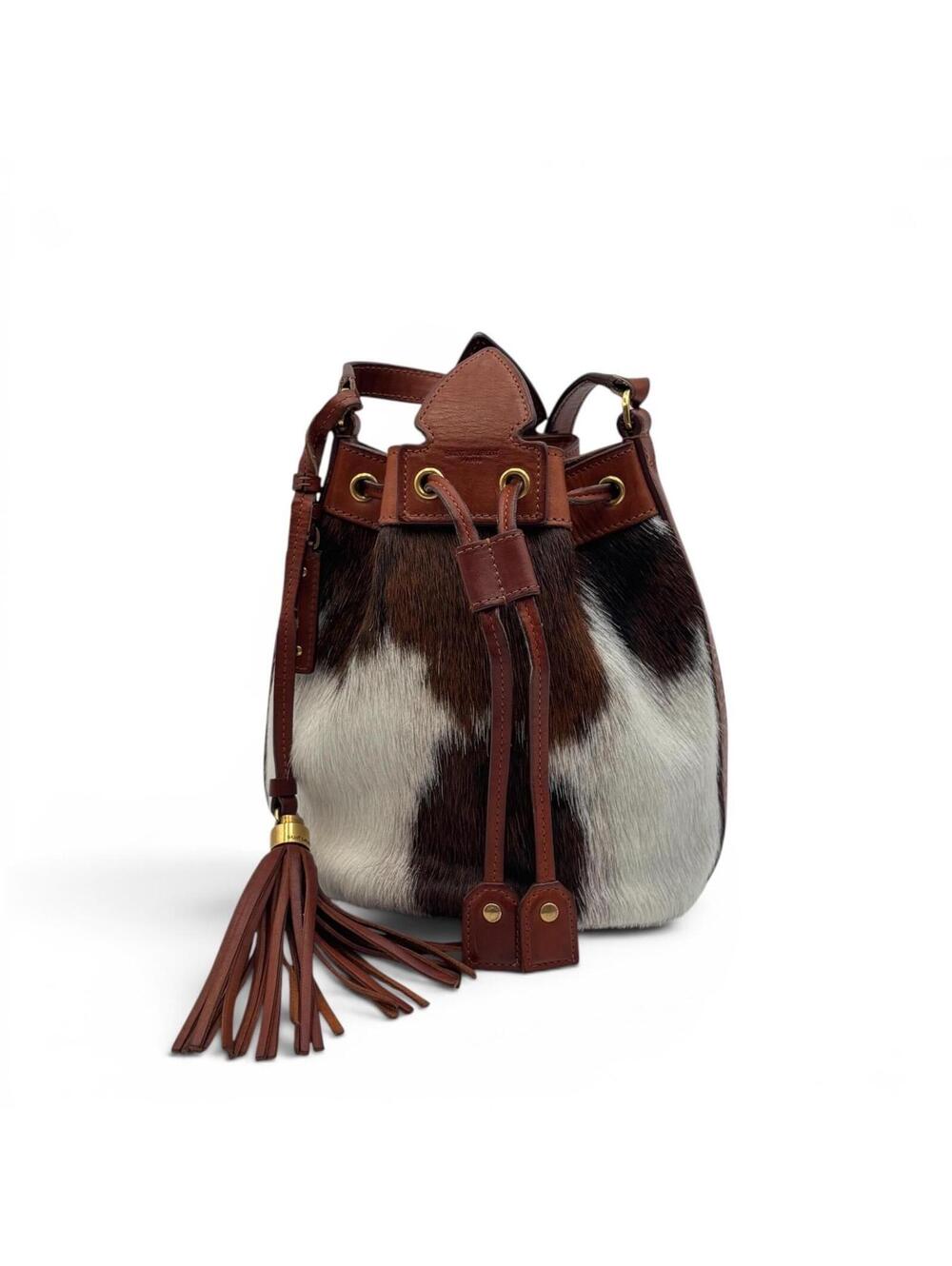 Saint Laurent Paris Emmanuelle Bucket Bag – Calf Hair Pony Hair Leather Tassel